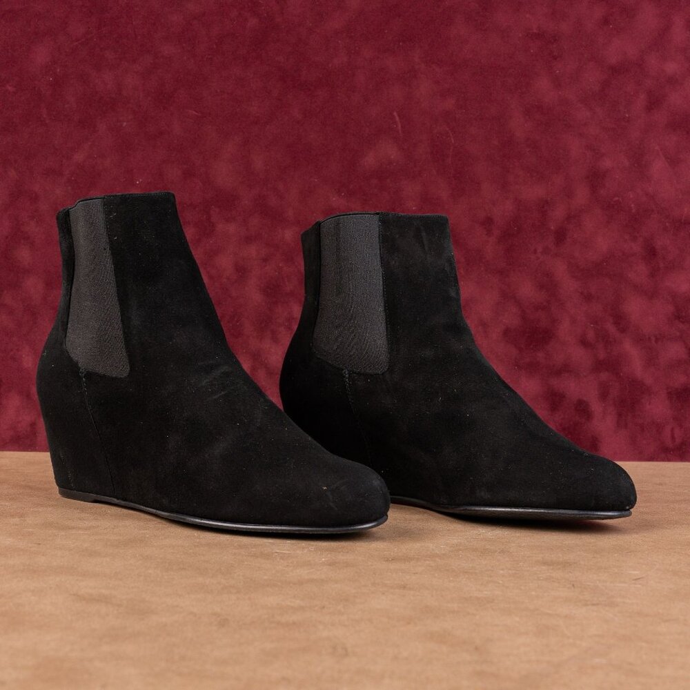 Stuart Weitzman Women Black Suede Dressy Office Wedge Ankle boots size 9.5